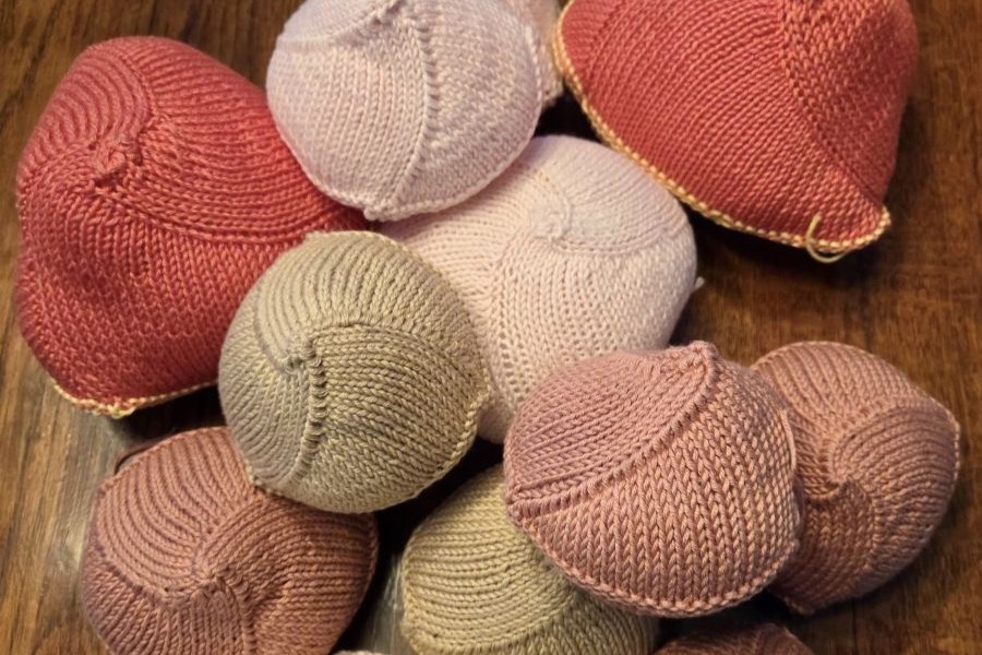 Knitted Knockers 2 Photo of a pile of knitted knockers