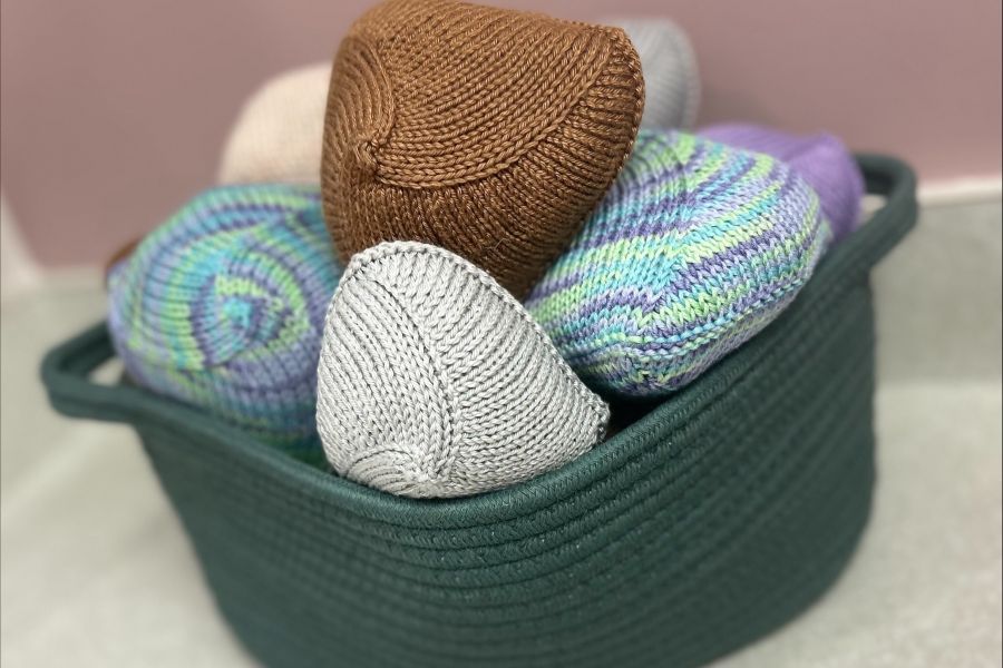 A basket of knitted knockers